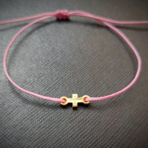 ΜΑΡΤΥΡΙΚΟ ΜΕ ΡΟΖ ΚΟΡΔΟΝΙ ΚΑΙ ΧΡΥΣΟ ΑΤΣΑΛΙΝΟ ΣΤΑΥΡΟ